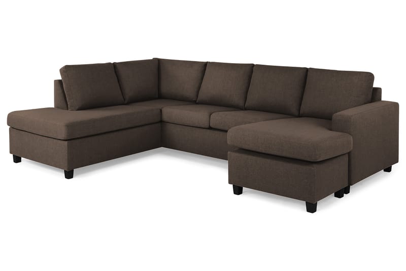 Crazy 4-seters Venstrevendt U-formet Large Sofa med Divan og Sjeselong i Stoff - Brun - Møbler - Sofaer - U-sofa