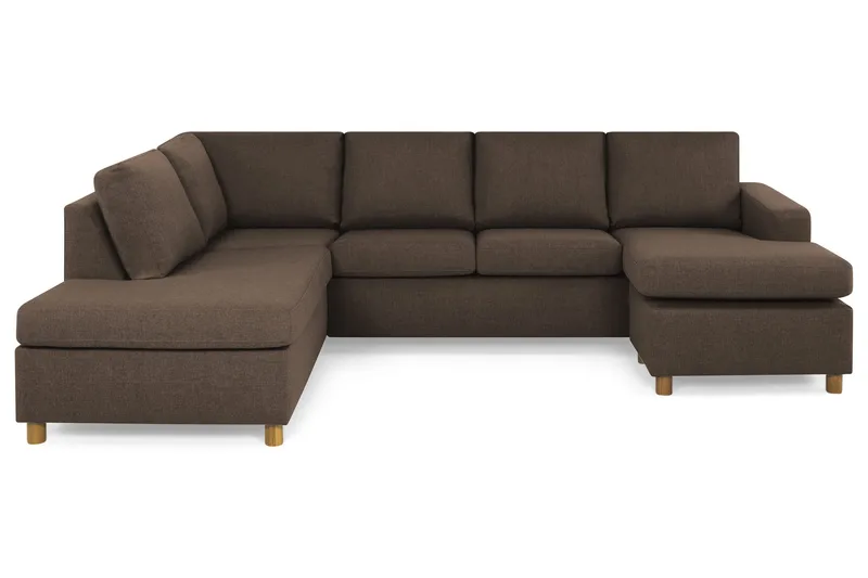 Crazy 4-seters Venstrevendt U-formet Large Sofa med Divan og Sjeselong i Stoff, Brun
