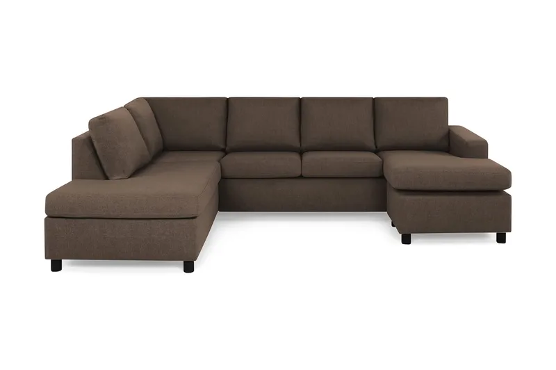 Crazy 4-seters Venstrevendt U-formet Large Sofa med Divan og Sjeselong i Stoff, Brun