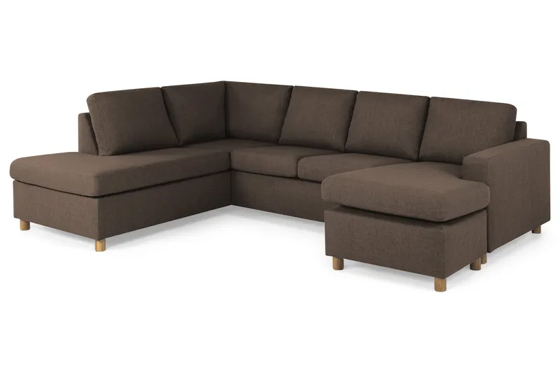 Crazy 4-seters Venstrevendt U-formet Large Sofa med Divan og Sjeselong i Stoff - Brun - Møbler - Sofaer - U-sofa