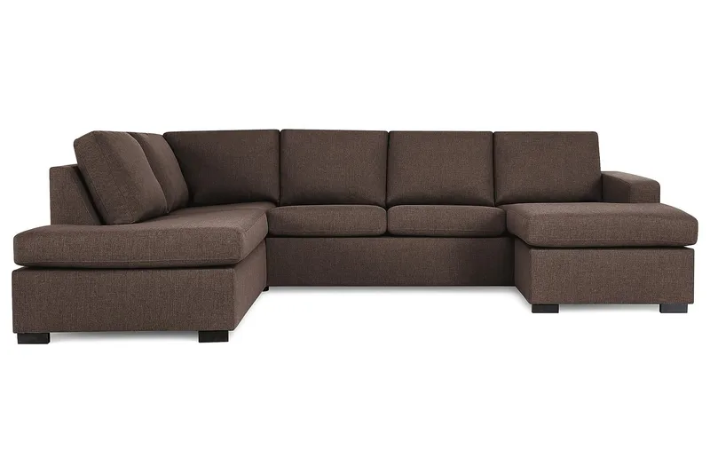 Crazy 4-seters Venstrevendt U-formet Large Sofa med Divan og Sjeselong i Stoff - Brun - Møbler - Sofaer - U-sofa