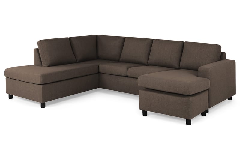 Crazy 4-seters Venstrevendt U-formet Large Sofa med Divan og Sjeselong i Stoff - Brun - Møbler - Sofaer - U-sofa