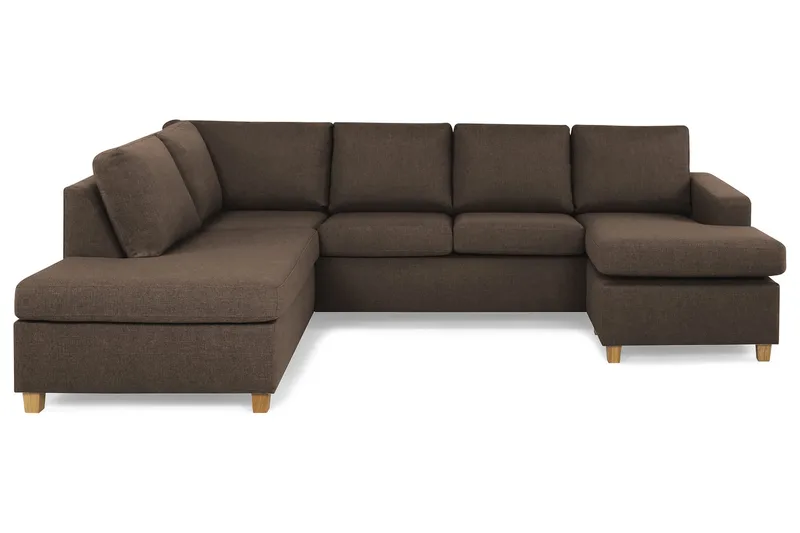 Crazy 4-seters Venstrevendt U-formet Large Sofa med Divan og Sjeselong i Stoff, Brun