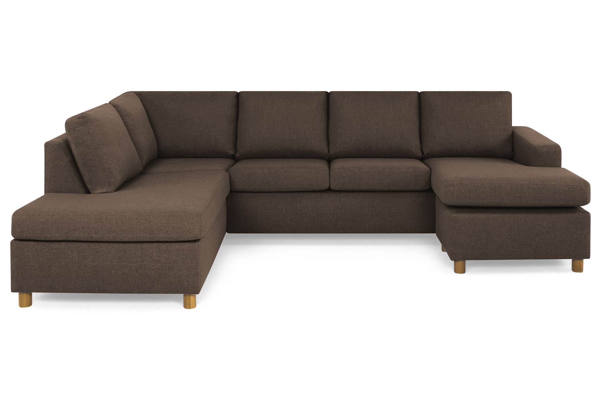 Crazy 4-seters Venstrevendt U-formet Large Sofa med Divan og Sjeselong i Stoff - Brun - Møbler - Sofaer - U-sofa