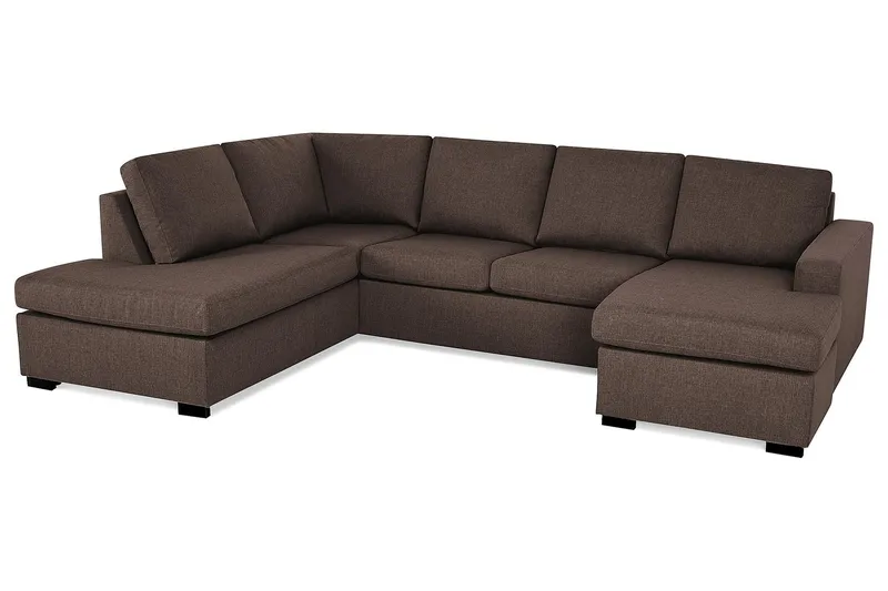 Crazy 4-seters Venstrevendt U-formet Large Sofa med Divan og Sjeselong i Stoff - Brun - Møbler - Sofaer - U-sofa