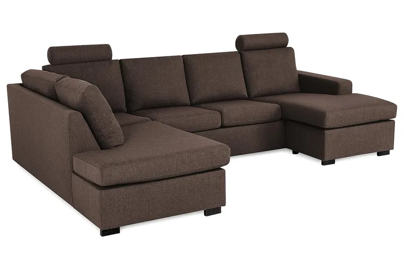 Crazy 4-seters Venstrevendt U-formet Large Sofa med Divan og Sjeselong i Stoff - Brun - Møbler - Sofaer - U-sofa