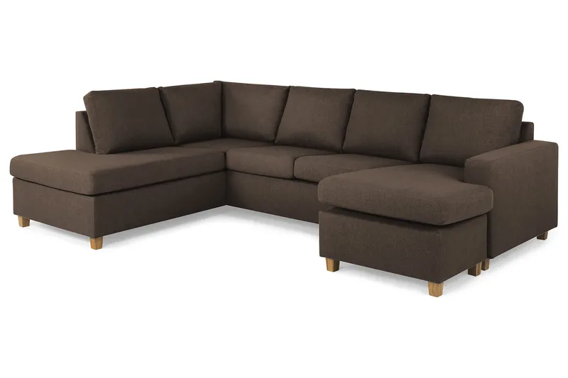 Crazy 4-seters Venstrevendt U-formet Large Sofa med Divan og Sjeselong i Stoff - Brun - Møbler - Sofaer - U-sofa