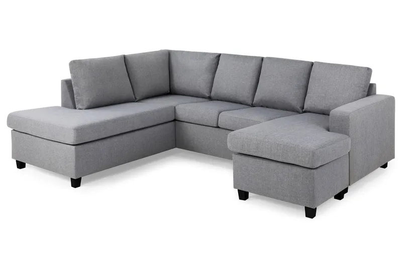 Crazy 4-seters Venstrevendt U-formet Large Sofa med Divan og Sjeselong i Stoff - Grå - Møbler - Sofaer - U-sofa