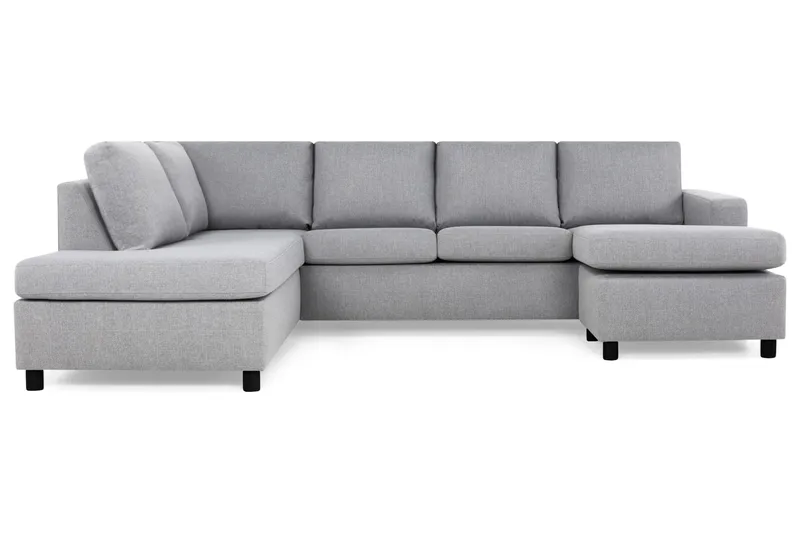 Crazy 4-seters Venstrevendt U-formet Large Sofa med Divan og Sjeselong i Stoff - Grå - Møbler - Sofaer - U-sofa