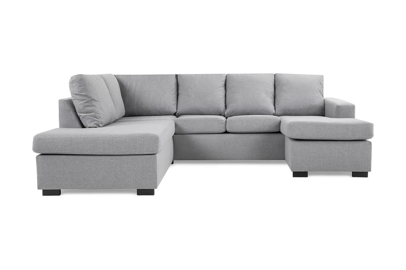 Crazy 4-seters Venstrevendt U-formet Large Sofa med Divan og Sjeselong i Stoff - Grå - Møbler - Sofaer - U-sofa