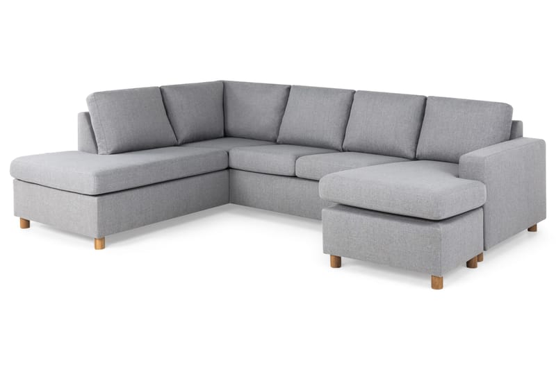 Crazy 4-seters Venstrevendt U-formet Large Sofa med Divan og Sjeselong i Stoff - Grå - Møbler - Sofaer - U-sofa