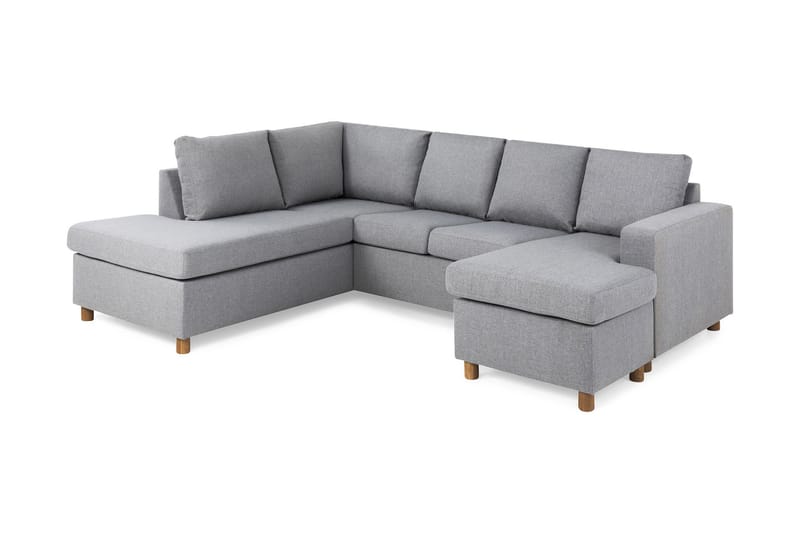 Crazy 4-seters Venstrevendt U-formet Large Sofa med Divan og Sjeselong i Stoff - Grå - Møbler - Sofaer - U-sofa