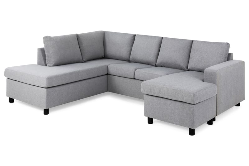 Crazy 4-seters Venstrevendt U-formet Large Sofa med Divan og Sjeselong i Stoff - Grå - Møbler - Sofaer - U-sofa