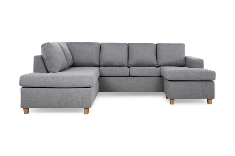 Crazy 4-seters Venstrevendt U-formet Large Sofa med Divan og Sjeselong i Stoff - Grå - Møbler - Sofaer - U-sofa
