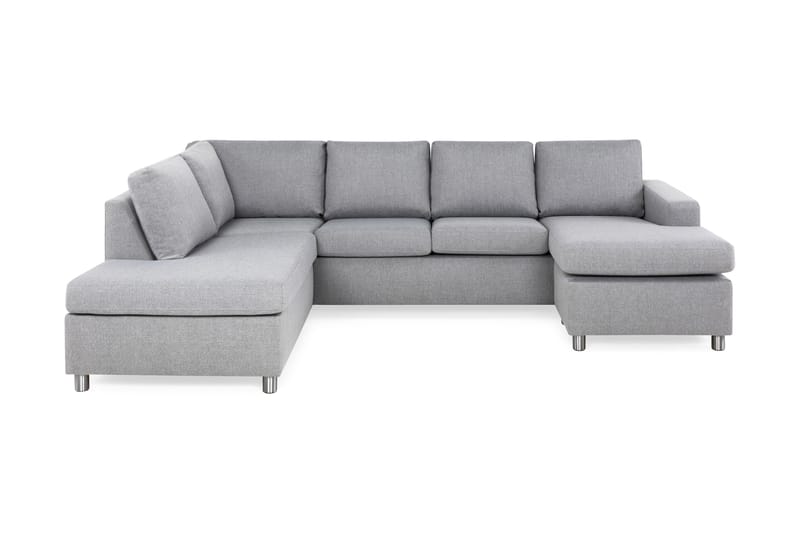 Crazy 4-seters Venstrevendt U-formet Large Sofa med Divan og Sjeselong i Stoff - Grå - Møbler - Sofaer - U-sofa