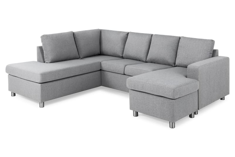 Crazy 4-seters Venstrevendt U-formet Large Sofa med Divan og Sjeselong i Stoff - Grå - Møbler - Sofaer - U-sofa
