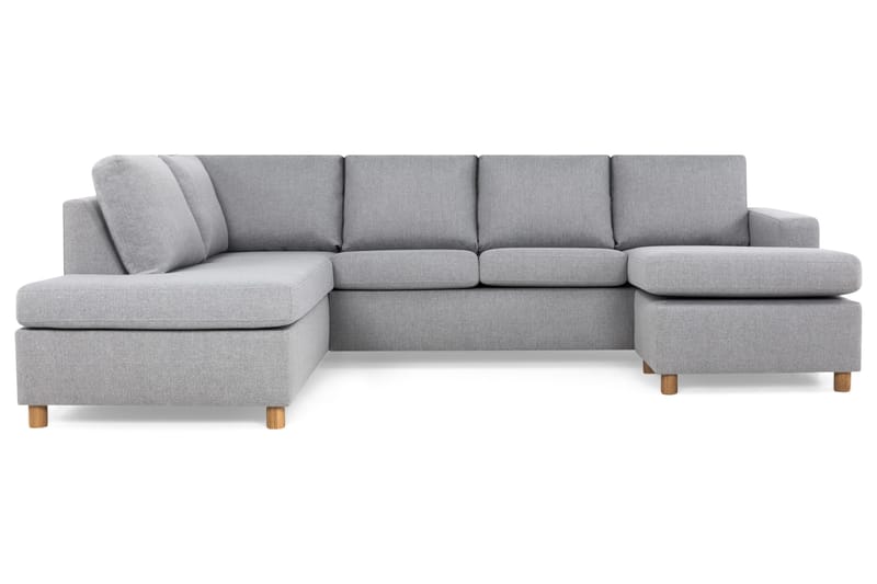 Crazy 4-seters Venstrevendt U-formet Large Sofa med Divan og Sjeselong i Stoff - Grå - Møbler - Sofaer - U-sofa