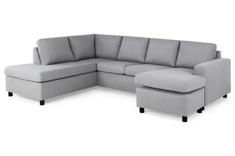 Crazy 4-seters Venstrevendt U-formet Large Sofa med Divan og Sjeselong i Stoff - Grå - Møbler - Sofaer - U-sofa