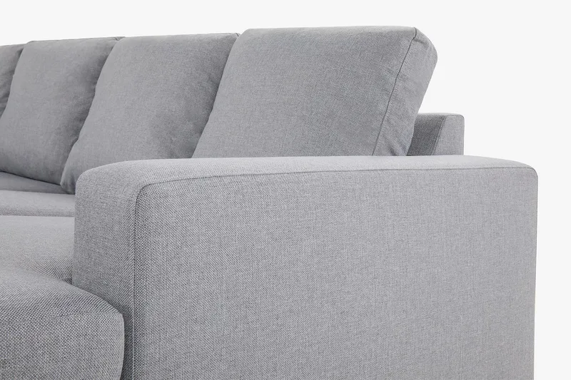 Crazy 4-seters Venstrevendt U-formet Large Sofa med Divan og Sjeselong i Stoff - Grå - Møbler - Sofaer - U-sofa