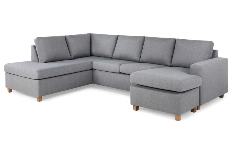 Crazy 4-seters Venstrevendt U-formet Large Sofa med Divan og Sjeselong i Stoff - Grå - Møbler - Sofaer - U-sofa