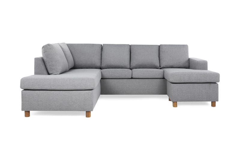 Crazy 4-seters Venstrevendt U-formet Large Sofa med Divan og Sjeselong i Stoff - Grå - Møbler - Sofaer - U-sofa