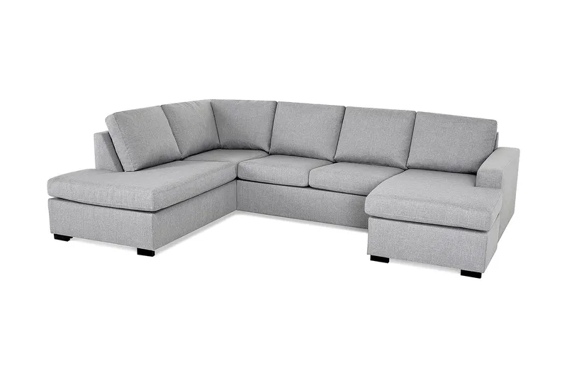 Crazy 4-seters Venstrevendt U-formet Large Sofa med Divan og Sjeselong i Stoff - Grå - Møbler - Sofaer - U-sofa