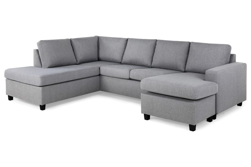 Crazy 4-seters Venstrevendt U-formet Large Sofa med Divan og Sjeselong i Stoff - Grå - Møbler - Sofaer - U-sofa