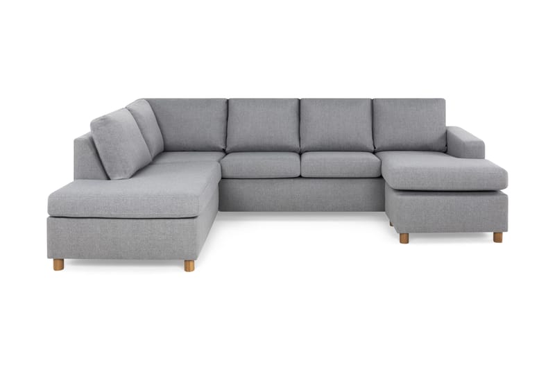 Crazy 4-seters Venstrevendt U-formet Large Sofa med Divan og Sjeselong i Stoff - Grå - Møbler - Sofaer - U-sofa