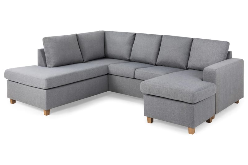 Crazy 4-seters Venstrevendt U-formet Large Sofa med Divan og Sjeselong i Stoff - Grå - Møbler - Sofaer - U-sofa