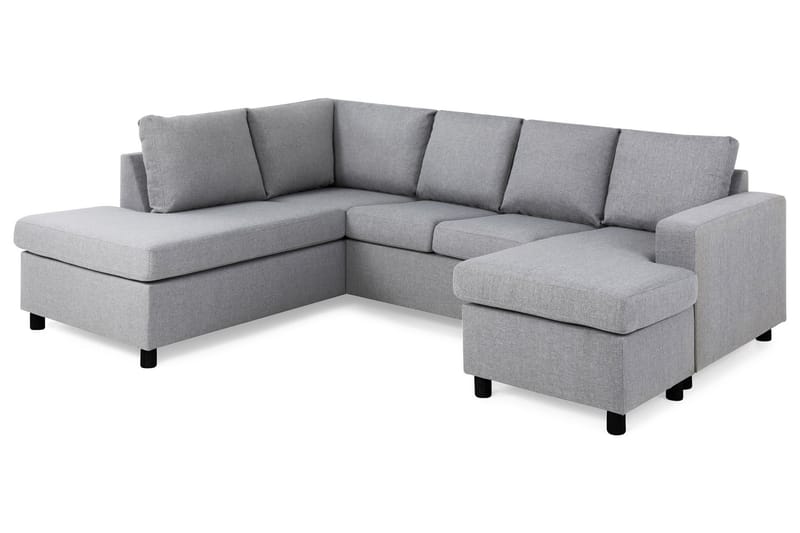 Crazy 4-seters Venstrevendt U-formet Large Sofa med Divan og Sjeselong i Stoff - Grå - Møbler - Sofaer - U-sofa