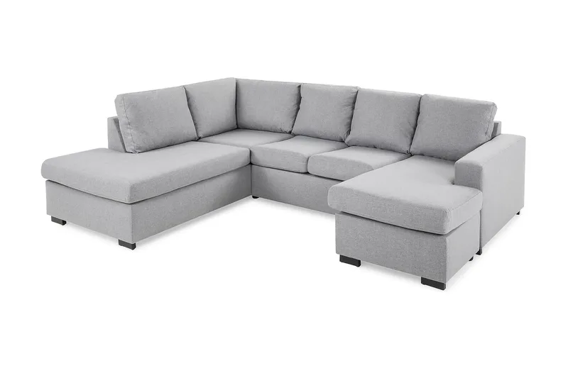 Crazy 4-seters Venstrevendt U-formet Large Sofa med Divan og Sjeselong i Stoff - Grå - Møbler - Sofaer - U-sofa