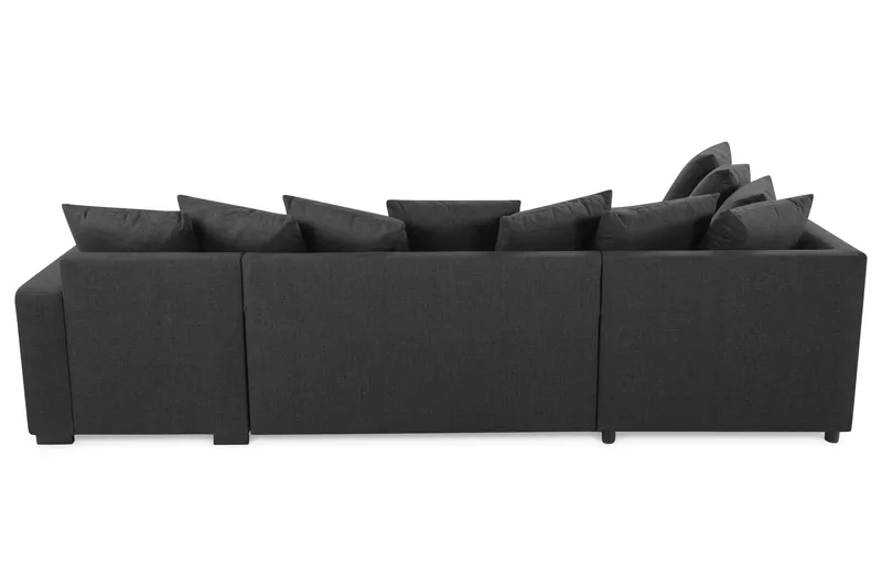 Crazy 4-seters Venstrevendt U-formet Large Sofa med Divan og Sjeselong i Stoff inkl. Pynteputer - Mørk grå - Møbler - Sofaer - U-sofa