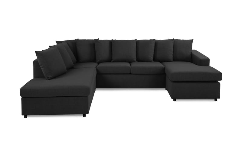 Crazy 4-seters Venstrevendt U-formet Large Sofa med Divan og Sjeselong i Stoff inkl. Pynteputer - Antrasitt - Møbler - Sofaer - U-sofa
