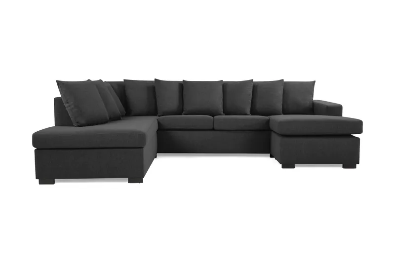 Crazy 4-seters Venstrevendt U-formet Large Sofa med Divan og Sjeselong i Stoff inkl. Pynteputer - Mørk grå - Møbler - Sofaer - U-sofa