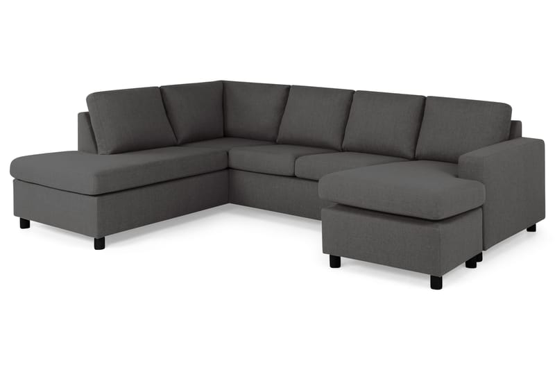 Crazy 4-seters Venstrevendt U-formet Large Sofa med Divan og Sjeselong i Stoff - Mørk grå - Møbler - Sofaer - U-sofa