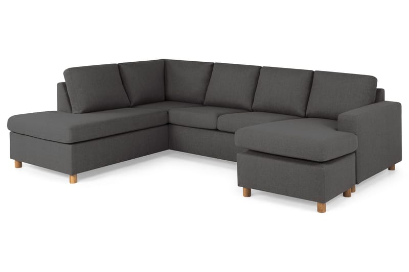 Crazy 4-seters Venstrevendt U-formet Large Sofa med Divan og Sjeselong i Stoff - Mørk grå - Møbler - Sofaer - U-sofa