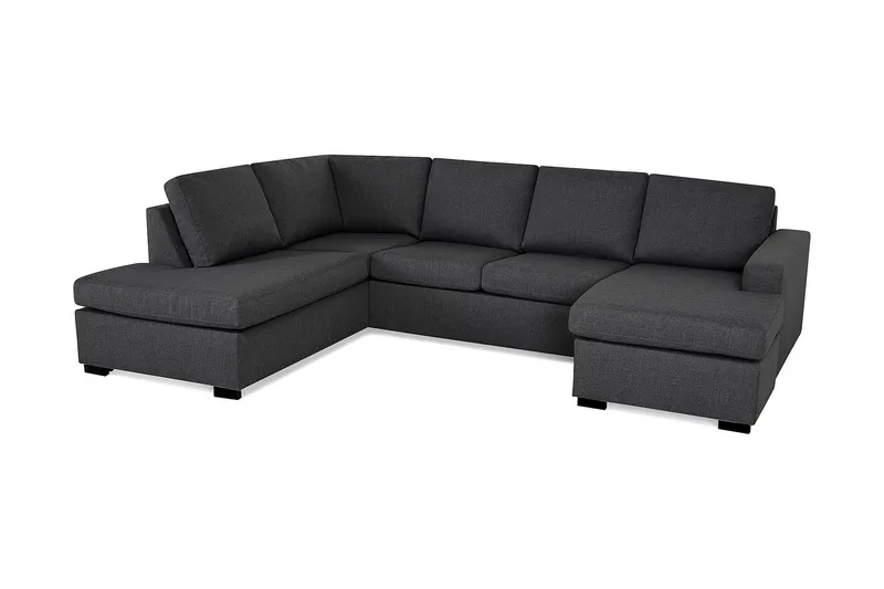 Crazy 4-seters Venstrevendt U-formet Large Sofa med Divan og Sjeselong i Stoff - Mørk grå - Møbler - Sofaer - U-sofa