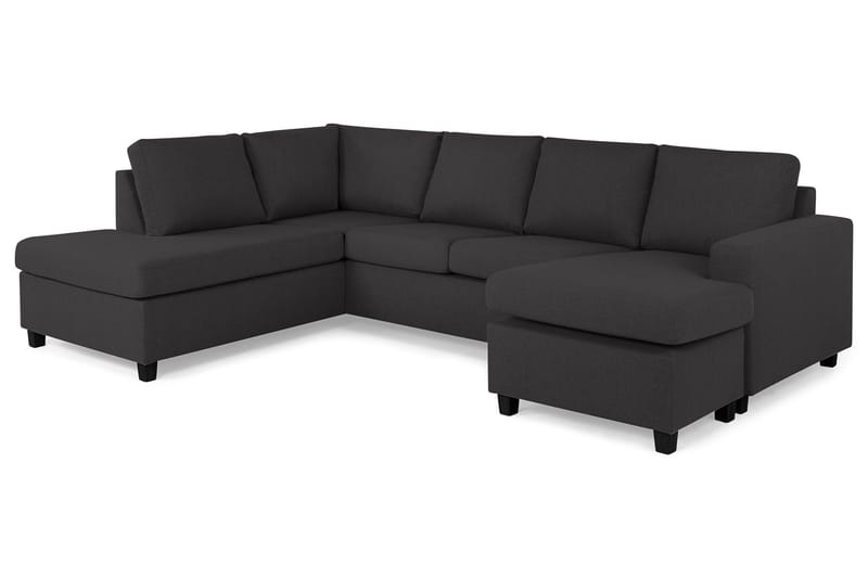 Crazy 4-seters Venstrevendt U-formet Large Sofa med Divan og Sjeselong i Stoff - Mørk grå - Møbler - Sofaer - U-sofa