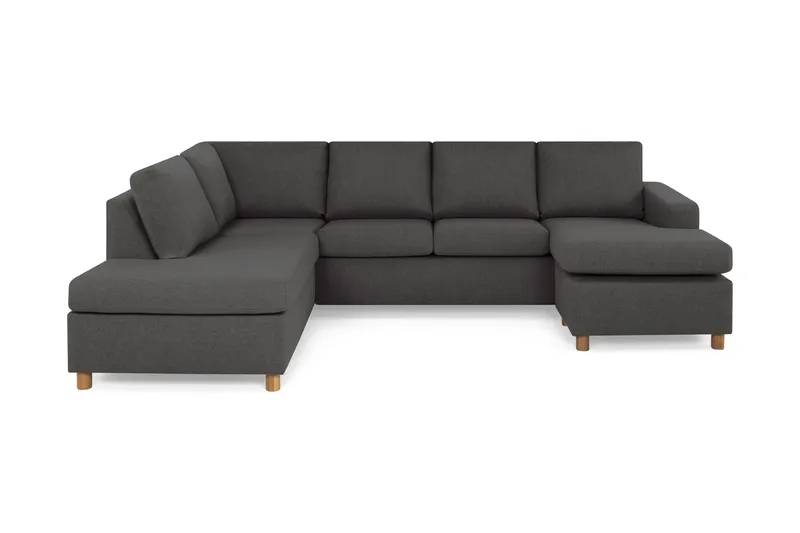 Crazy 4-seters Venstrevendt U-formet Large Sofa med Divan og Sjeselong i Stoff - Mørk grå - Møbler - Sofaer - U-sofa