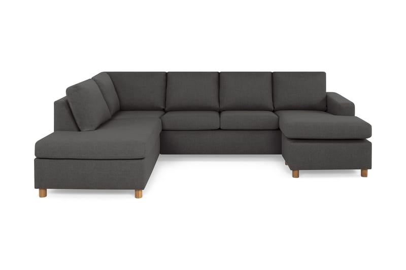 Crazy 4-seters Venstrevendt U-formet Large Sofa med Divan og Sjeselong i Stoff - Mørk grå - Møbler - Sofaer - U-sofa