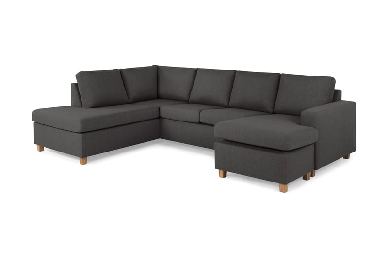Crazy 4-seters Venstrevendt U-formet Large Sofa med Divan og Sjeselong i Stoff - Mørk grå - Møbler - Sofaer - U-sofa