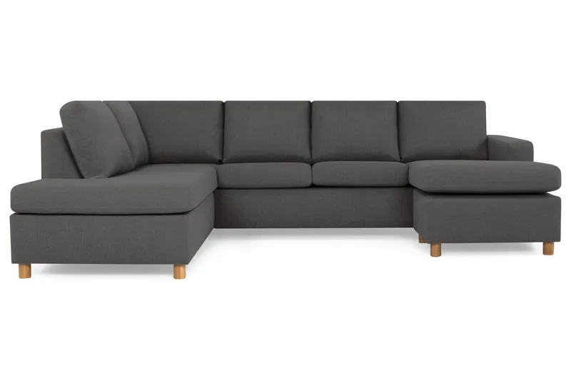 Crazy 4-seters Venstrevendt U-formet Large Sofa med Divan og Sjeselong i Stoff - Mørk grå - Møbler - Sofaer - U-sofa