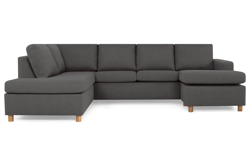 Crazy 4-seters Venstrevendt U-formet Large Sofa med Divan og Sjeselong i Stoff - Mørk grå - Møbler - Sofaer - U-sofa