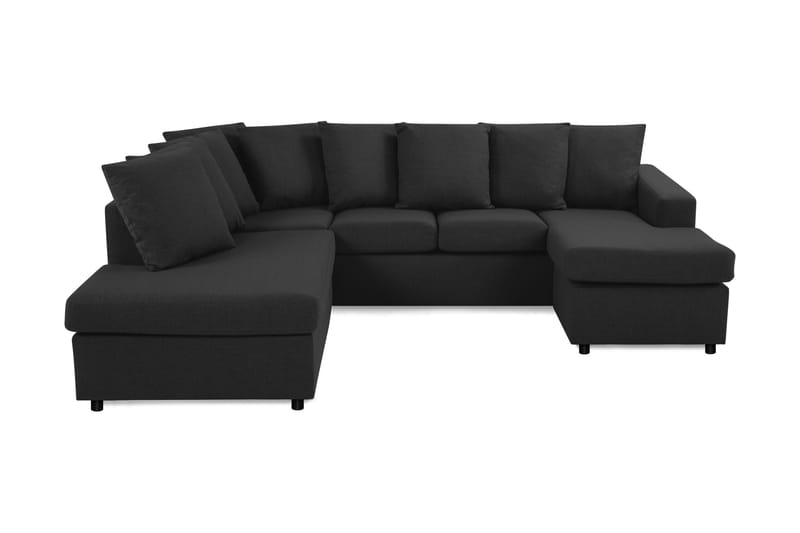 Crazy 4-seters Venstrevendt U-formet Small Sofa med Divan og Sjeselong i Stoff inkl. Pynteputer - Antrasitt - Møbler - Sofaer - U-sofa