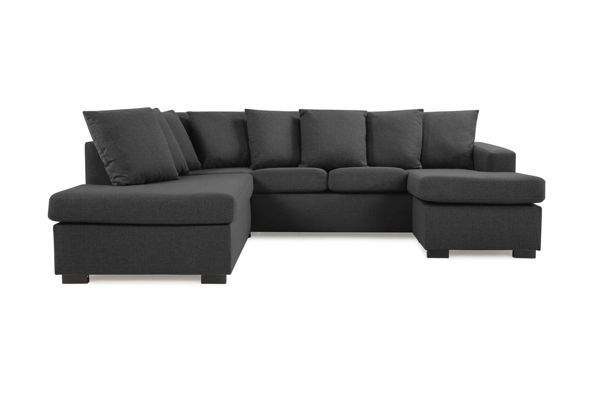 Crazy 4-seters Venstrevendt U-formet Small Sofa med Divan og Sjeselong i Stoff inkl. Pynteputer - Mørk grå - Møbler - Sofaer - U-sofa