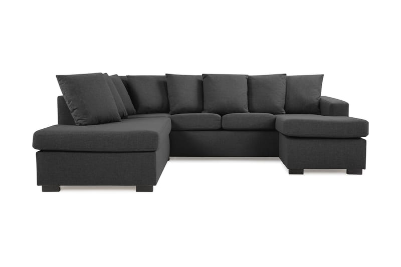 Crazy 4-seters Venstrevendt U-formet Small Sofa med Divan og Sjeselong i Stoff inkl. Pynteputer - Mørk grå - Møbler - Sofaer - U-sofa