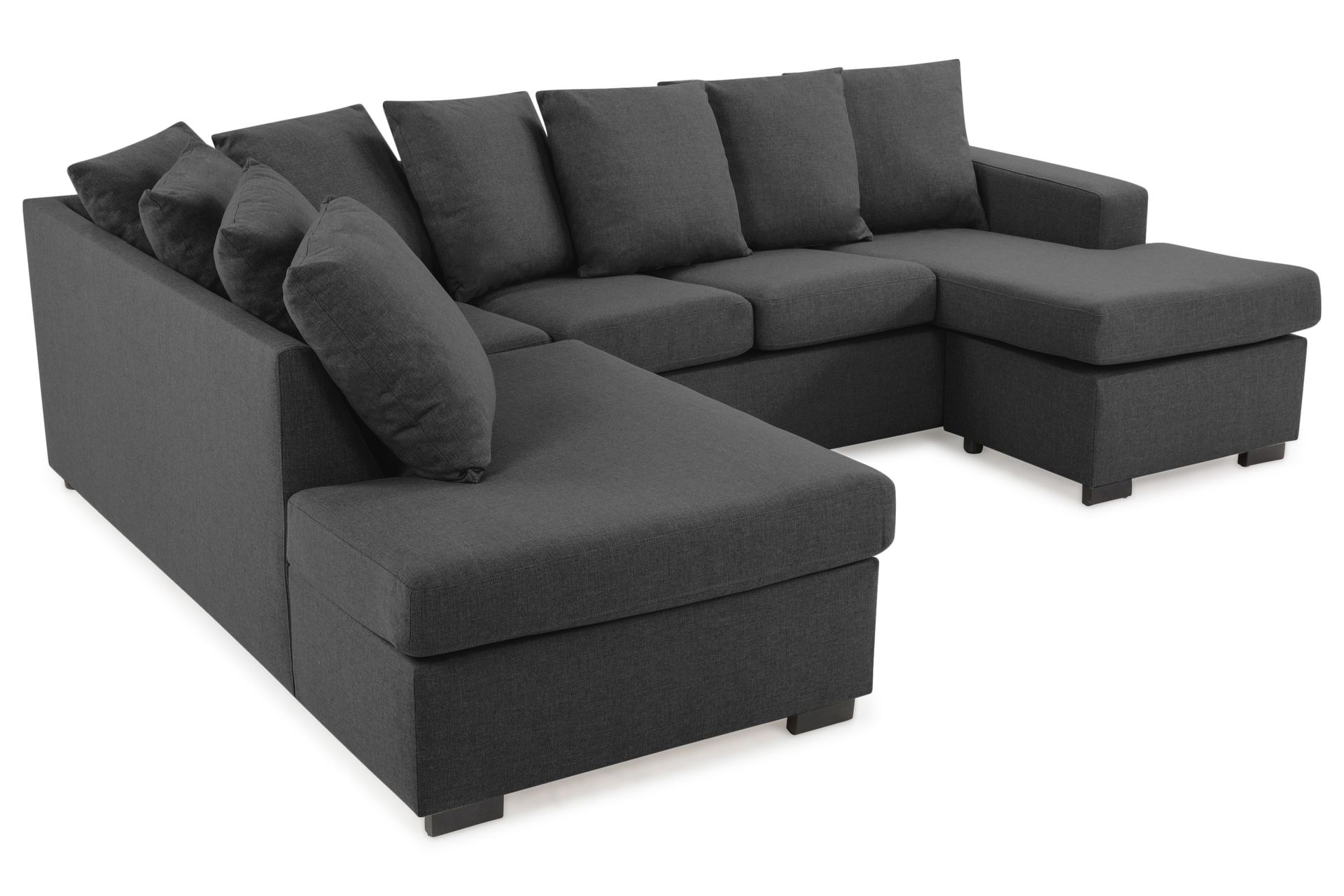 Crazy 4-seters Venstrevendt U-formet Small Sofa med Divan og Sjeselong i Stoff inkl. Pynteputer - Mørk grå - Møbler - Sofaer - U-sofa