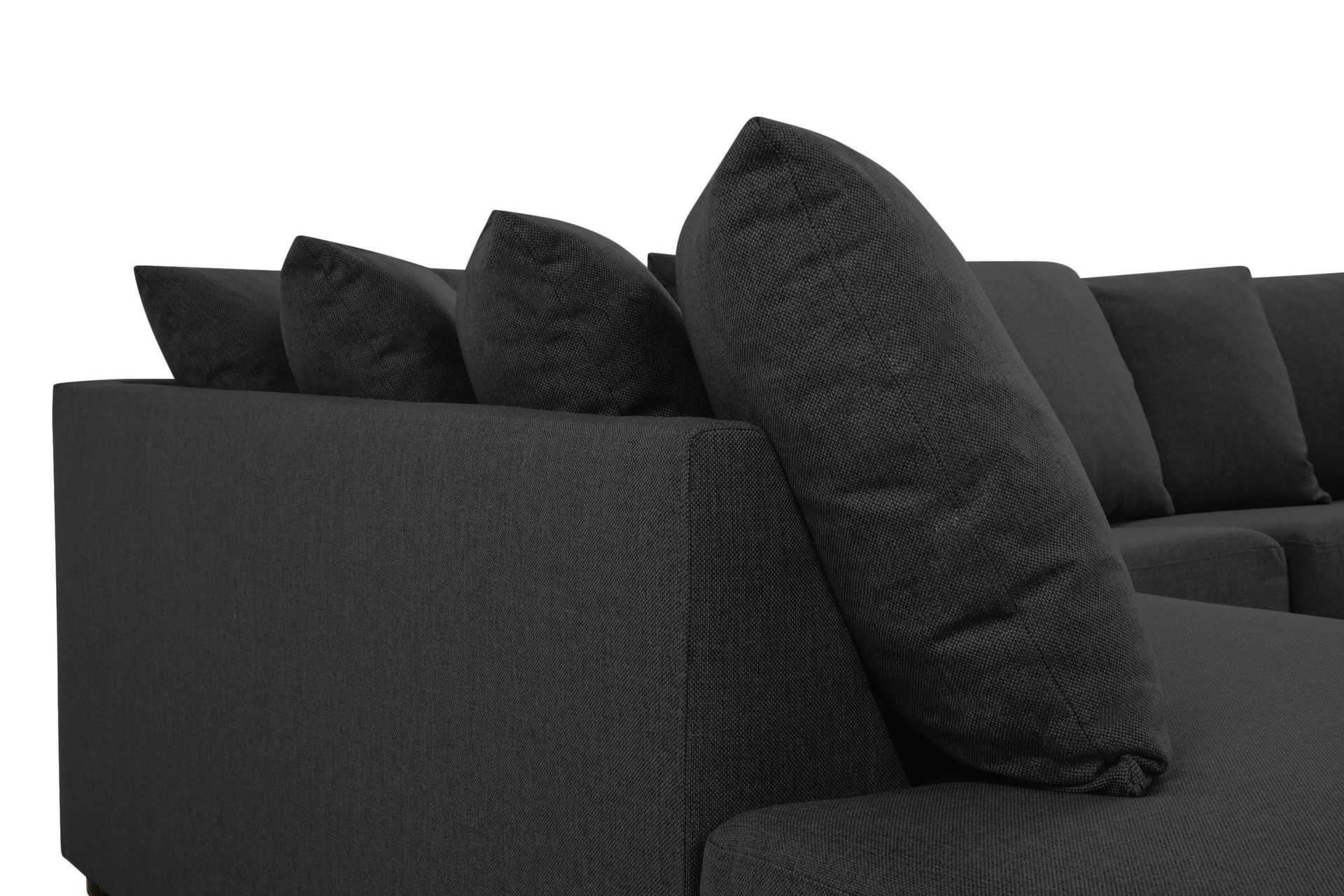Crazy 4-seters Venstrevendt U-formet Small Sofa med Divan og Sjeselong i Stoff inkl. Pynteputer - Antrasitt - Møbler - Sofaer - U-sofa