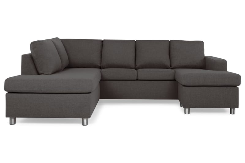 Crazy 4-seters Venstrevendt U-formet Small Sofa med Divan og Sjeselong i Stoff - Mørk grå - Møbler - Sofaer - U-sofa