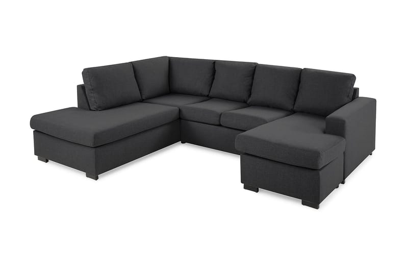 Crazy 4-seters Venstrevendt U-formet Small Sofa med Divan og Sjeselong i Stoff - Mørk grå - Møbler - Sofaer - U-sofa